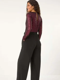 Combinaison Roman Sequin Wrap Col en V extensible