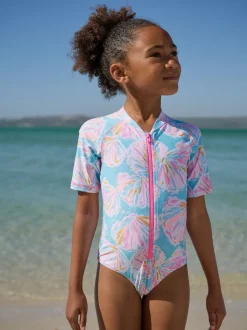coquille Bleu - Maillot de bain Sunsafe à manches courtes (3mois à16ans)