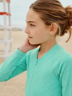 Coquille vert menthe - Maillot de bain à Texture Manches longues (3-16ans)