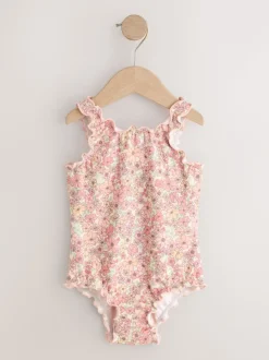 Corail Rose Ditsy Fleuri - Maillot de bain Lettuce Edge (3mois-7ans)