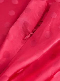 Corail/rose - Jupe en satin jacquard à pois