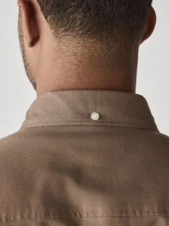 Couleur pierre naturelle - Slim Fit (Slim Fit) - Chemise Oxford à manches longues