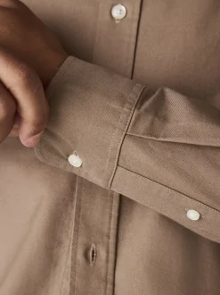 Couleur pierre naturelle - Slim Fit (Slim Fit) - Chemise Oxford à manches longues