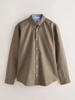 Couleur pierre naturelle - Slim Fit (Slim Fit) - Chemise Oxford à manches longues