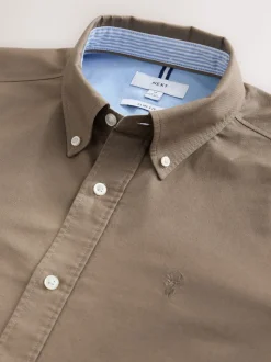 Couleur pierre naturelle - Slim Fit (Slim Fit) - Chemise Oxford à manches longues