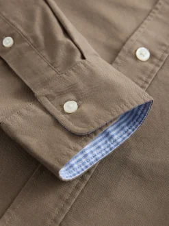 Couleur pierre naturelle - Slim Fit (Slim Fit) - Chemise Oxford à manches longues