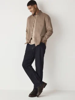 Couleur pierre naturelle - Ajustement régulier - Chemise Oxford à manches longues