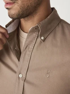 Couleur pierre naturelle - Ajustement régulier - Chemise Oxford à manches longues