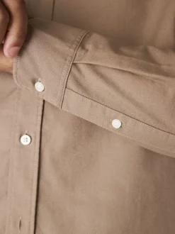 Couleur pierre naturelle - Ajustement régulier - Chemise Oxford à manches longues