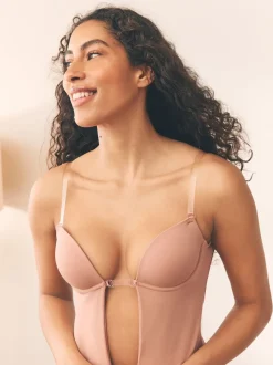 Couleur praline - Body plongeant sans dos à bretelles multidirectionnelles