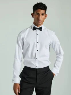 Cravate texturée blanche/Noir Nœud - Ajustement régulier - Lot de cravates Coupe classique à double poignet et nœud de cravate