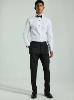 Cravate texturée blanche/Noir Nœud - Ajustement régulier - Lot de cravates Coupe classique à double poignet et nœud de cravate