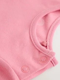 Cream / Personnage rose - Ensemble deux pièces salopette et body bébé (0mois-3ans)