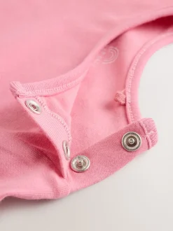 Cream / Personnage rose - Ensemble deux pièces salopette et body bébé (0mois-3ans)