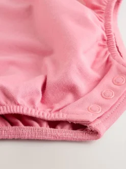 Cream / Personnage rose - Ensemble deux pièces salopette et body bébé (0mois-3ans)