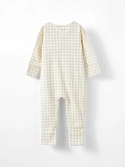 Cream Colombe - Barboteuse zippée en coton à manches longues