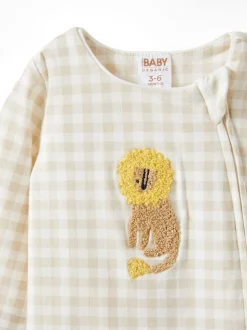 Cream Colombe - Barboteuse zippée en coton à manches longues