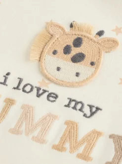 Cream girafe J’aime ma maman - Lot de 1 bodys bébé