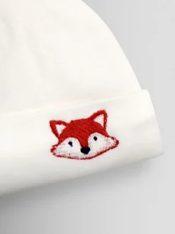 Cream Renard - Chapeau bébé JoJo Maman Bébé en coton biologique appliqué