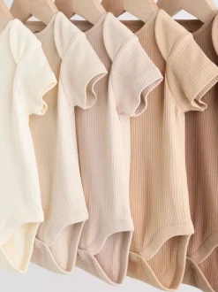 Crème - Bébé Manches courtes Bodysuits 5 Pack