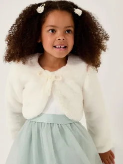 Crème - Boléro Monsoon Marie à nœud en fausse fourrure