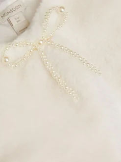 Crème - Boléro Monsoon Marie à nœud en fausse fourrure