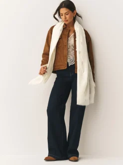 Crème - Écharpe légère imprimée en aluminium