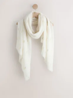 Crème - Écharpe légère imprimée en aluminium