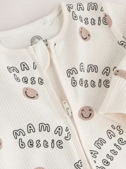 Crème - Combinaison de nuit bébé sans pieds zippée Family Two Way (0-18mois)