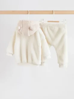 Crème - Ensemble bébé sweat à capuche et jogging Borg (0mois-2ans)