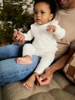 Crème - Ensemble Pull et Leggings en maille Bébé 2 Pièces (0mois-3ans)