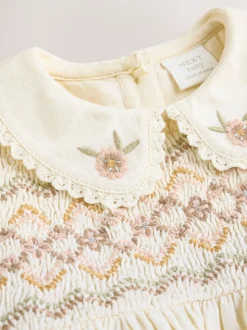 Crème - Ensemble robe à manches longues et Culottes brodées BÉBÉ 2 Pieces (0mois-2ans)