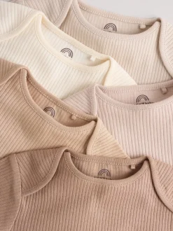 Crème - Lot de 5 bodys à manches longues pour bébé