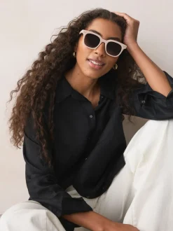 Crème - Lunettes de soleil carrées