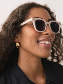 Crème - Lunettes de soleil carrées