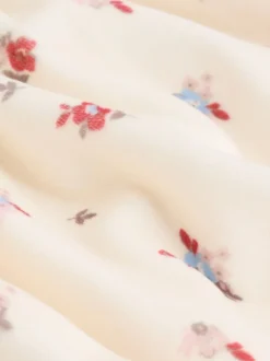 Crème à petites fleurs - Ensemble robe et collants en velours à manches longues bébé 2 pièces (0mois-2ans)