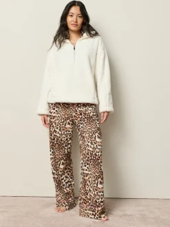 Crème - Polaire en imitation peau de mouton à col zippé