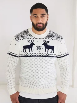 Crème - Pull The Little Tailor à motif jacquard et renne de Noël