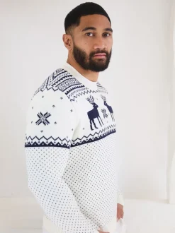 Crème - Pull The Little Tailor à motif jacquard et renne de Noël