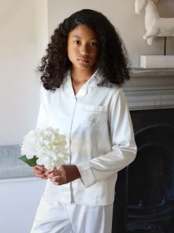 Crème - Pyjama de Noël The Little Tailor boutonné en satin pour enfant