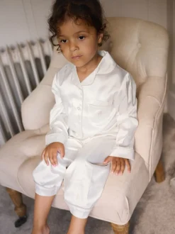 Crème - Pyjama de Noël The Little Tailor boutonné en satin pour enfant