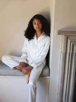 Crème - Pyjama de Noël The Little Tailor boutonné en satin pour enfant