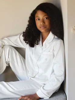 Crème - Pyjama de Noël The Little Tailor boutonné en satin pour enfant