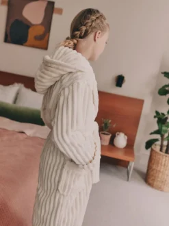 Crème - Robe de chambre en velours côtelé en polaire (5-16ans)