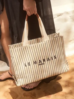 Crème - Sac à bandoulière en toile structurée