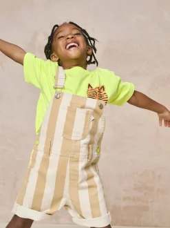 Crème - Salopette Shorts rayée gen