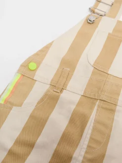 Crème - Salopette Shorts rayée gen