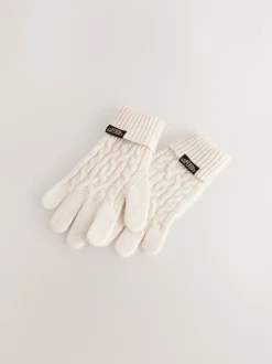 Crème - Superdry Ensemble bonnet et Gants à pompons