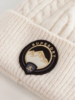 Crème - Superdry Ensemble bonnet et Gants à pompons