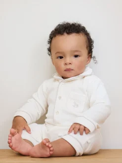 Crème - The Little Tailor Bébé Luxury Soft Touch Velour Noël Onsie Rompersuit